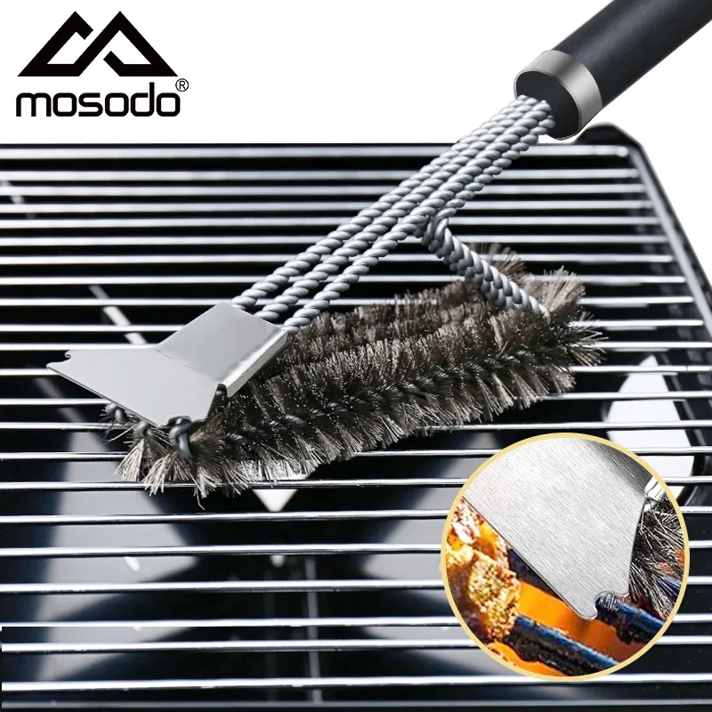 Borstar Mosodo BBQ Grill Brush Cleaning Scraper Barbecue Cleaner Wire Borstar Rostfritt stålverktyg för alla grilltyper BBQ -tillbehör