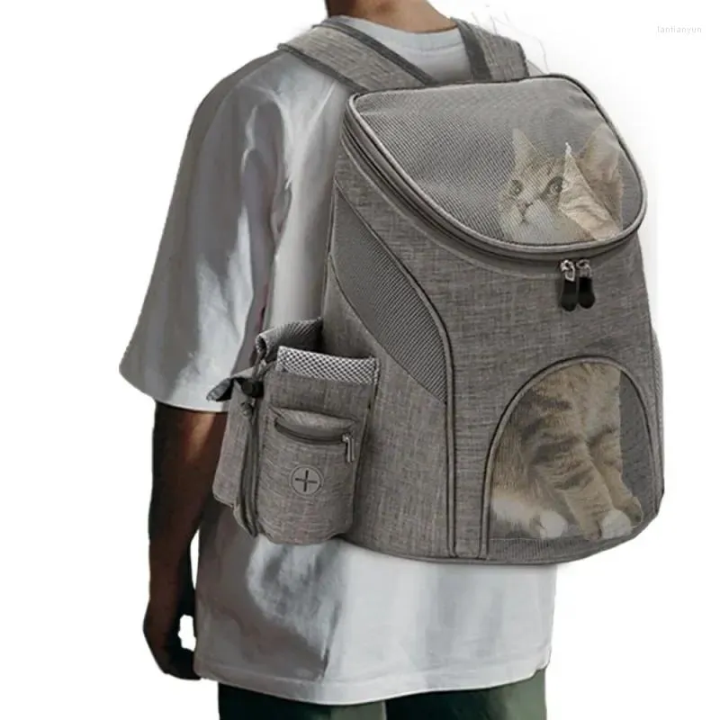 Cat Carriers Breathable Zipper Carr Bag Carrying With Storage Pet Puppy Travel Items Backpack Side Outdoor Safety Small For