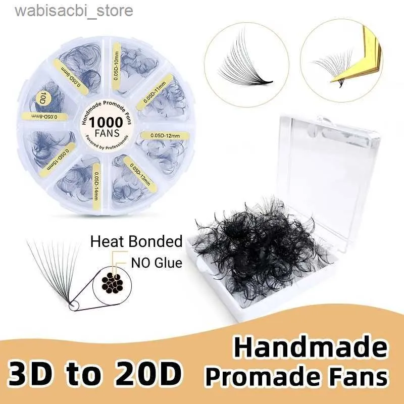 False Eyelashes 1000 Loose Promade Fans Handmade 3D to 20D Ultra Dark Russian Volume Lashes Premade Volume Fans Mix Length Eyelash Extensions24327