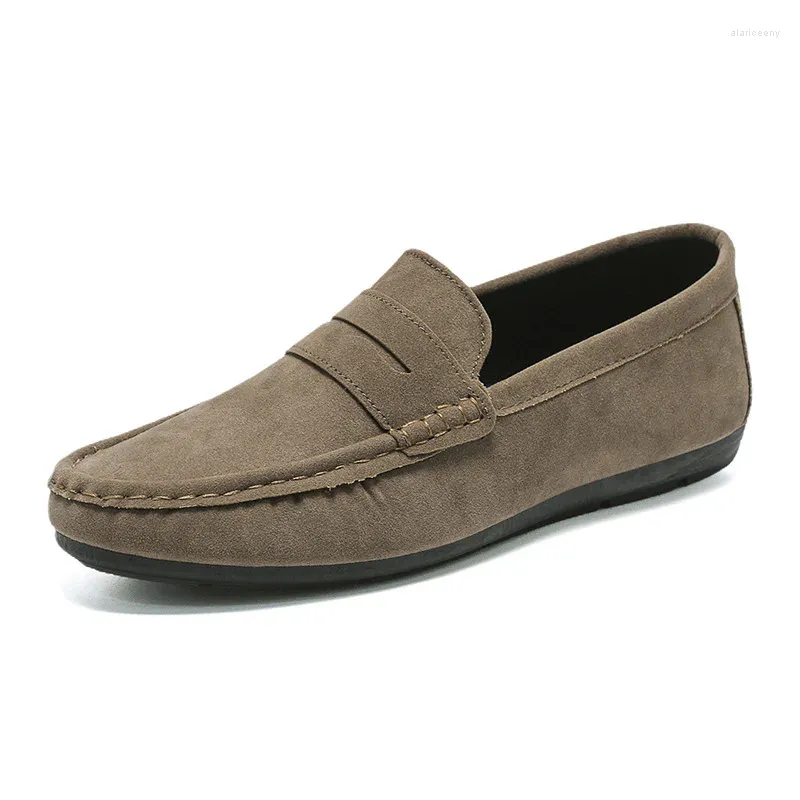 Sapatos casuais designer masculino zapatos de hombre deslizamento de couro masculino adulto cáqui condução mocassins macio antiderrapante mocassins