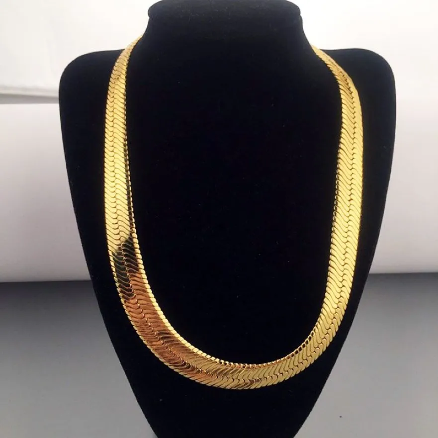 Chaines de haute qualité 75cm 10 mm Hip Hop Mens Herringbone Chain Golden Collier Rapper Chunky Boys Nightclub DJ Jewelry2008