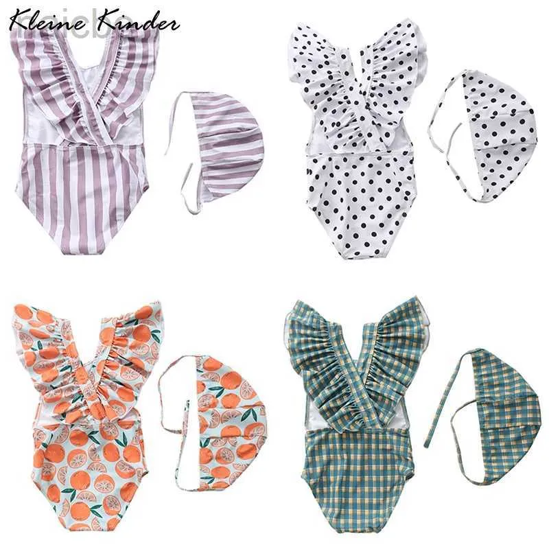 Eendelig badpak Kinderen met vliegende mouwen Mooie meisjeszwemkleding Stippen Babybikini-badpak Eendelig strand Kinderenzwempak 24327