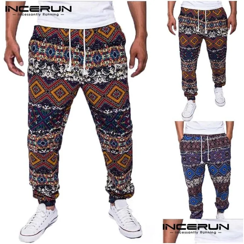 Men'S Pants Mens 2021 Tropical Trousers Beach Hawaiian Harem Hiphop Baggy Loose Fitness Sweatpants Elast Waist Casual Wide Leg Drop D Dhewo