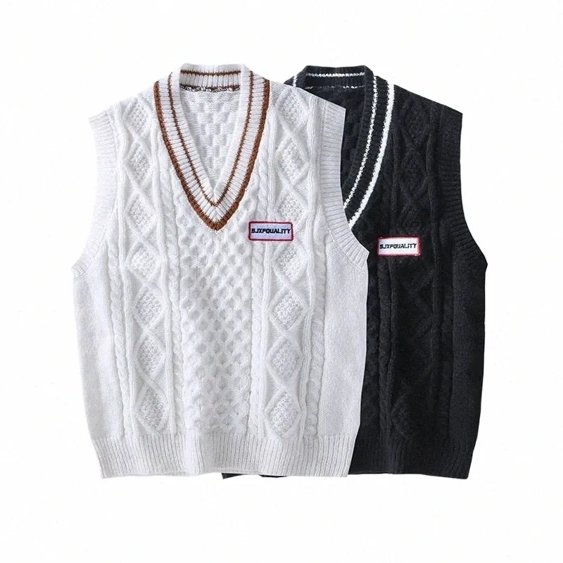 men Knit Sweater Vest ins sweater vest Korean fi clothes p3vY#