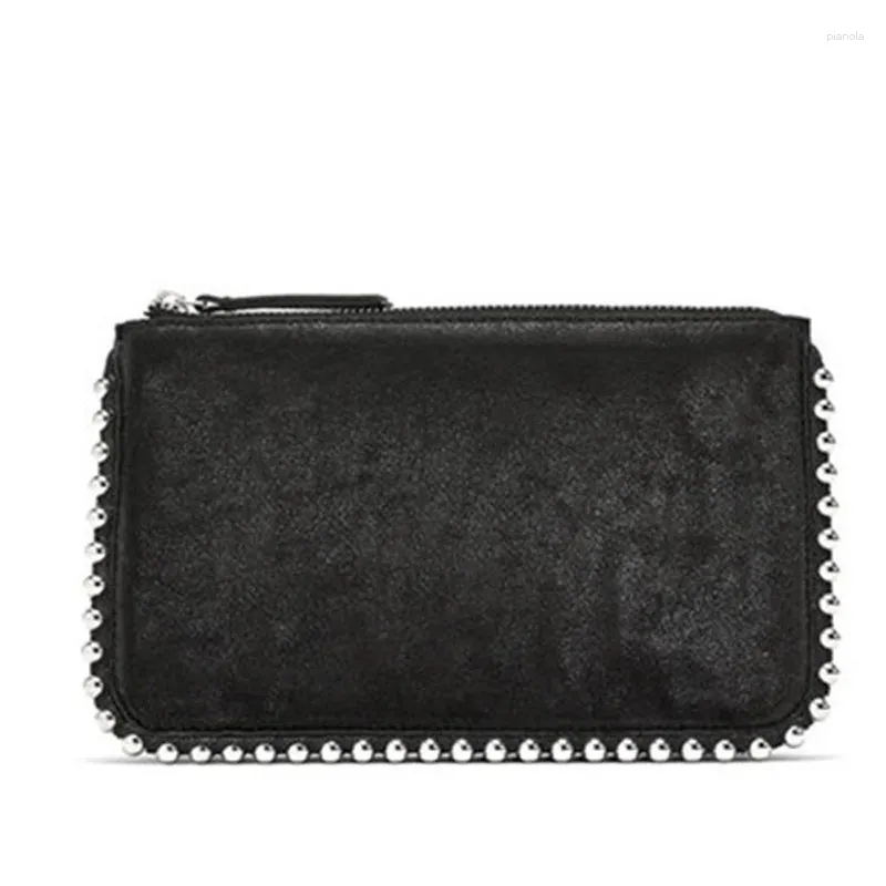 Sac mode pochette pour femmes Rivets perles portefeuille épaule bandoulière petit sac à main carré solide sacoche sacs noir