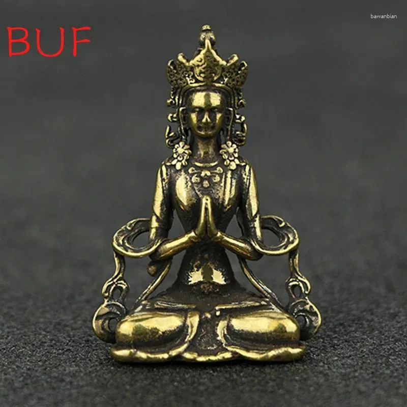 Dekorativa figurer buf koppar buddha staty dekoration metall gud hem dekor gåva handgjorda buddhism skulpturprydnader