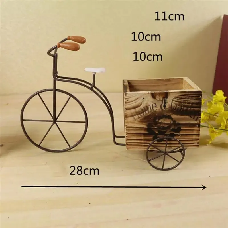 NEW 2024 Chic Handy Useful Flower Pot Plant Pot Macetas Garden Accessories Wooden Bicycle Design Ornament for Home Flower Garden