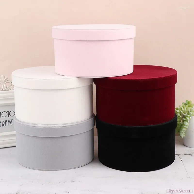 Gift Wrap 1PC Round Velvet Flower Boxes Packaging Box Chinese Valentine's Day Tanabata Decoration Wedding Candy