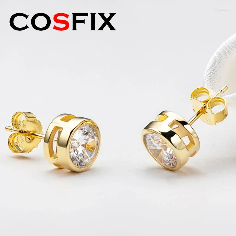 Серьги-гвоздики COSFIX, настоящий 0,5/1 карат, цвет D, муассанит, бриллиант для женщин, сверкающее серебро 925 пробы, ювелирные изделия