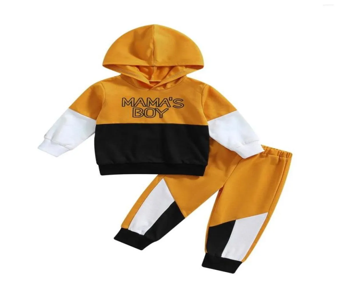 Kläduppsättningar småbarn Baby Boy Patchwork Outfits Letter Tryckt toppar långärmad hoodie flexy jogger pant hösten vinterbyxor3072192