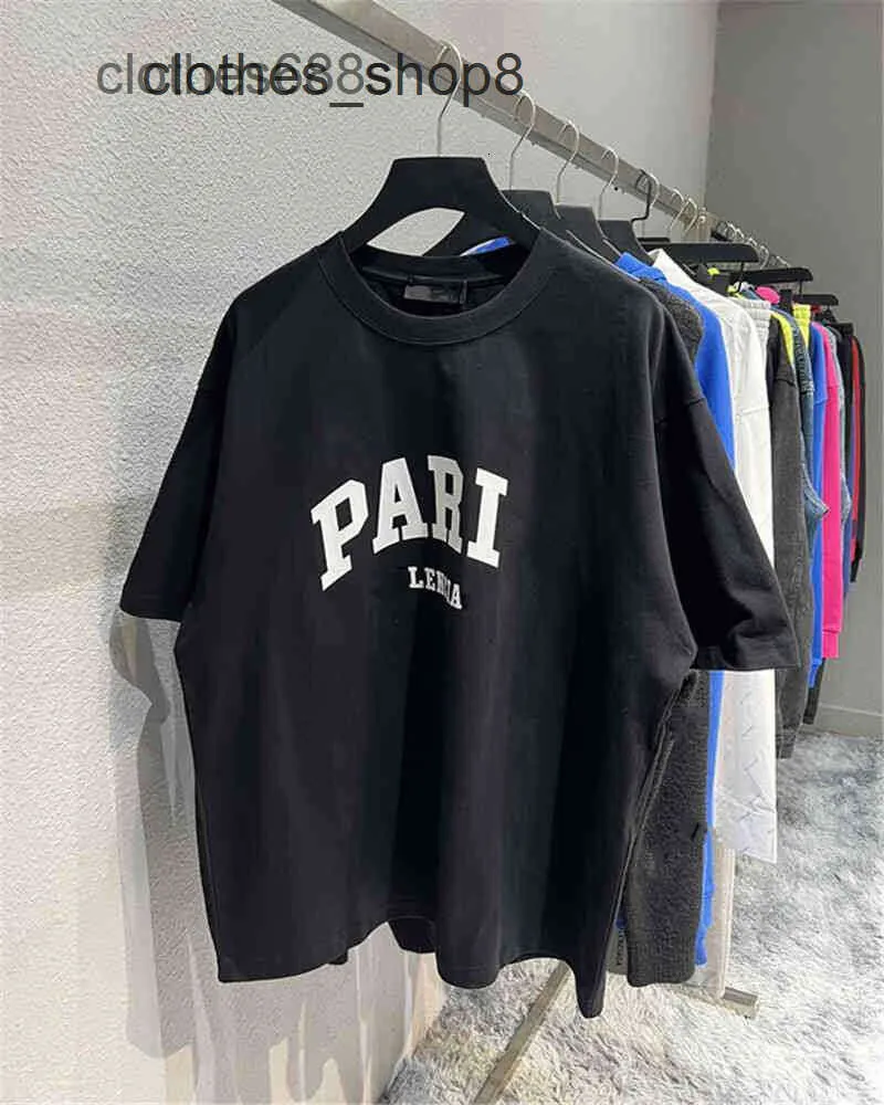 Balencigs Erkekler T-Shirts Yüksek Sürüm 24ss İlkbahar ve Yaz Yeni Ön Baskı Paris Mektup Baskı Çift Paris Günlük Kısa Kollu T- THNN