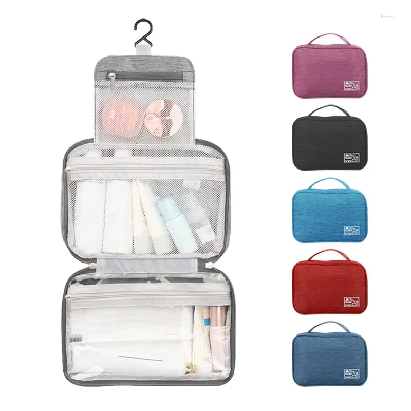 Sacos de cosméticos pendurados saco de higiene pessoal kit organizador de lavagem de viagem para homens mulheres cosméticos compõem gancho resistente armazenamento de chuveiro