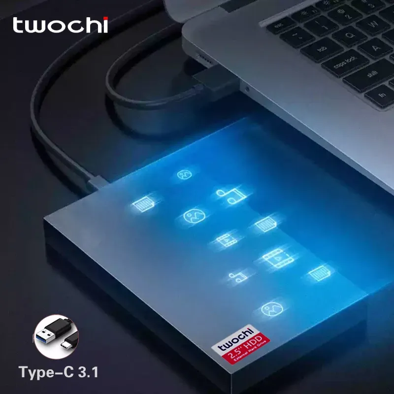 Drives TWOCHI TypeC USB3.1 2TB 1TB Portable HDD Disco Duro Extern Storage External Hard Drive Disk For PC/Mac Xbox360 PS4 PS5