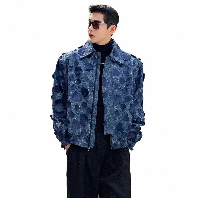 Luzhen Korean FI Herren Elegante Spleißen Design Denim Jacken Jacquard Straße Trendy Outwear Mantel 2024 Freies Schiff 13bf9c d7kJ #