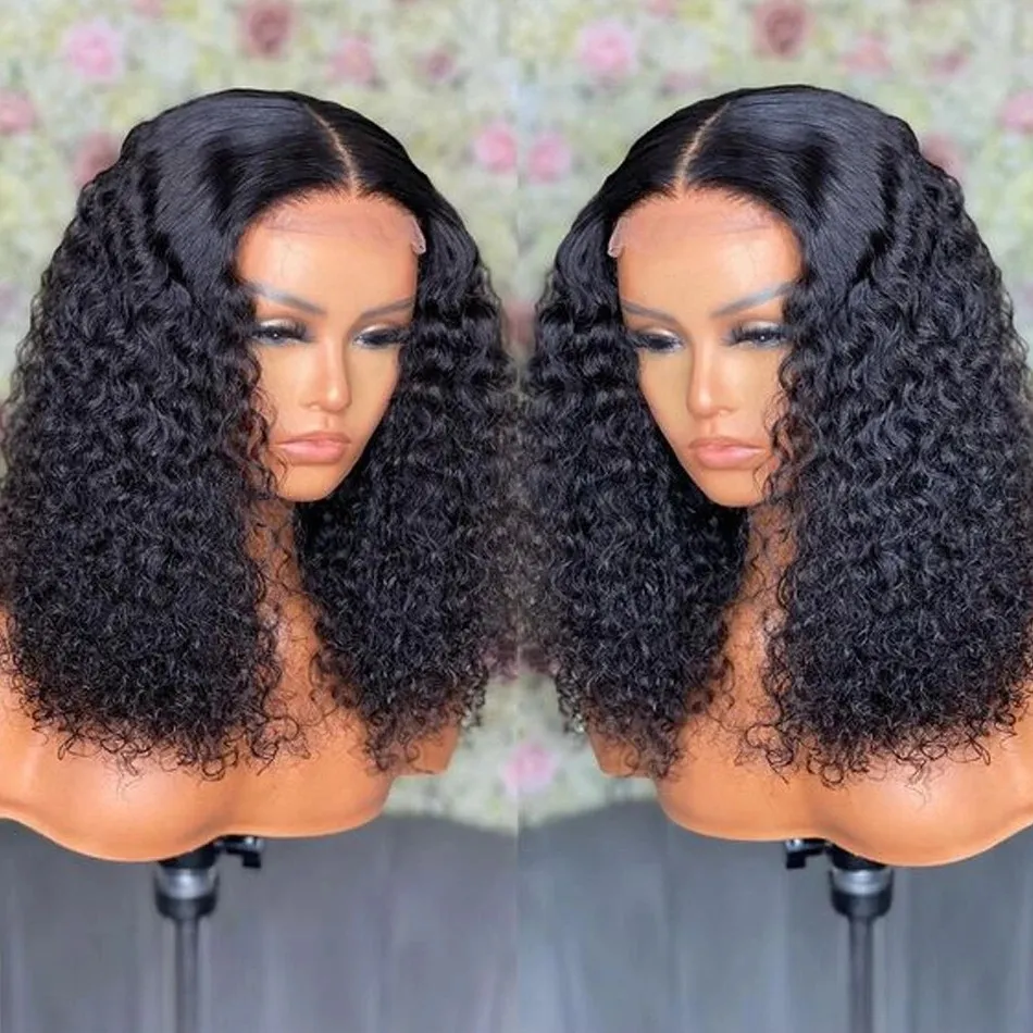13X4 Glueless Mongolian Kinky Curly Lace Front Wig for Women  display picture 1