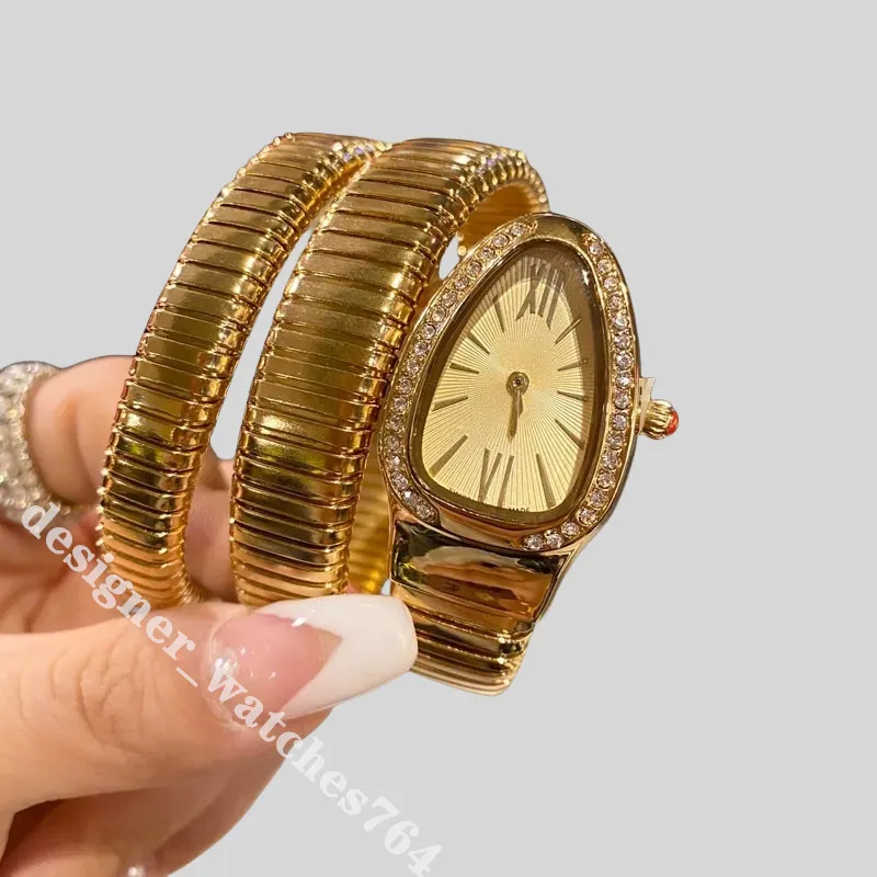 Lady snake horloge dameshorloges hoogwaardige designer polshorloges luxe stalen metalen band quartz klok goud diamante ontwerper voor dames valentijnskaarten moeders montre