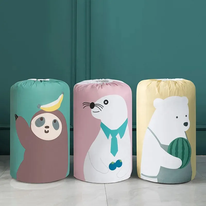 2024 urso dos desenhos animados saco de armazenamento dobrável porta feixe transparente organizador roupas cobertor bebê brinquedo cesta recipiente colcha sacos viagem