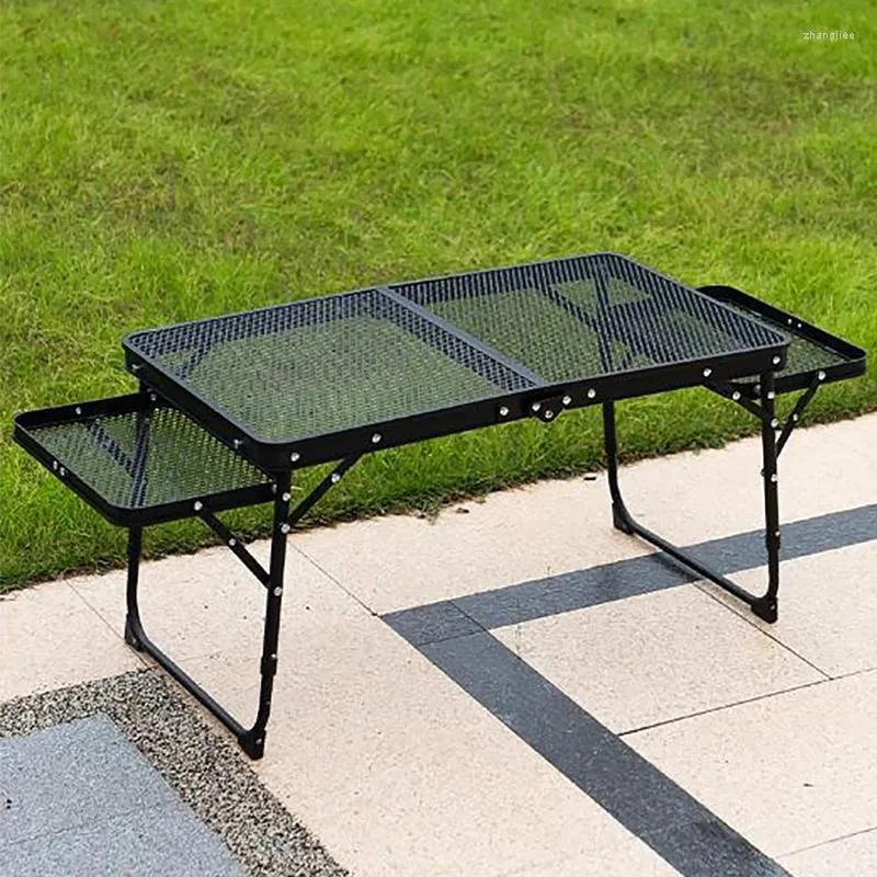 Camp Furniture Double Layer Outdoor Mobile Beetle Wire Mesh Table Portable Folding BBQ Camping Aluminum Alloy Picnic Barbecue