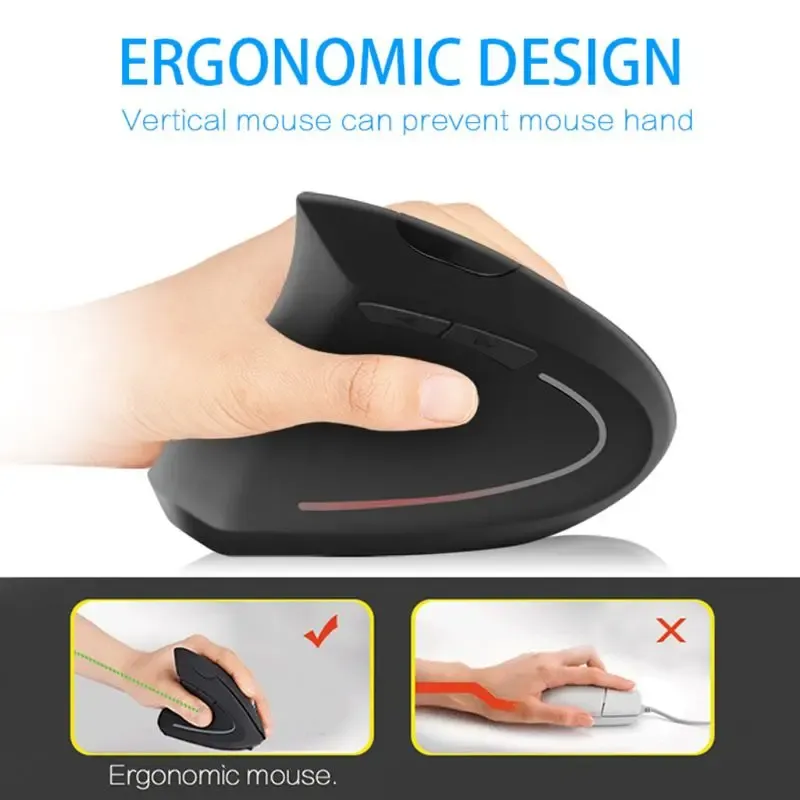 Mice LeftHanded Mouse Rechargeable Ergonomic Vertical Mice with USB Receiver for Laptop Computer PC Desktop