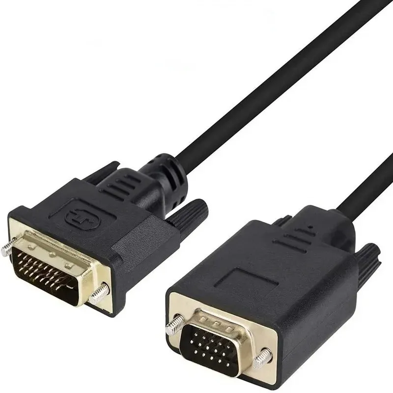 1.8m Video Cable DVI 24+1Pin till VGA 15Pins Connect PC Monitor Screen Projector och TV