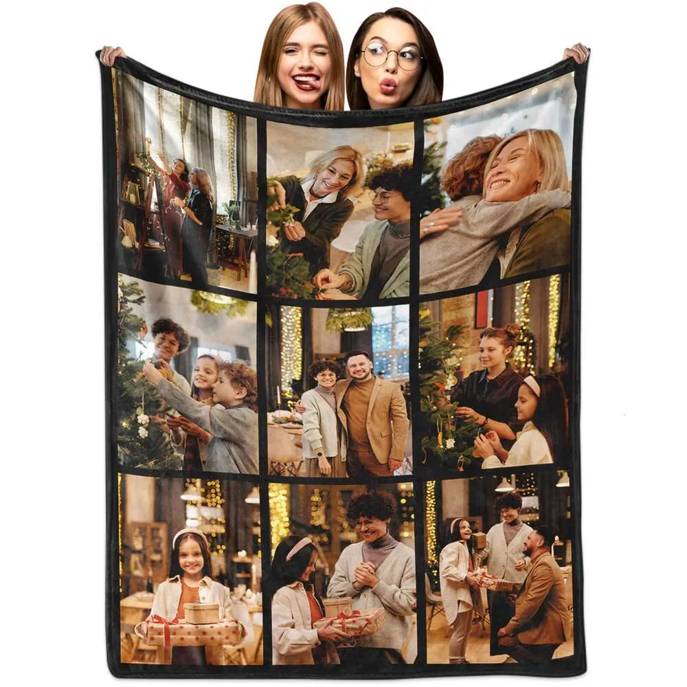 Coperta personalizzata con foto Coperte con foto personalizzate Regali di compleanno personalizzati per donne Suocera Nonna Anniversario di famiglia