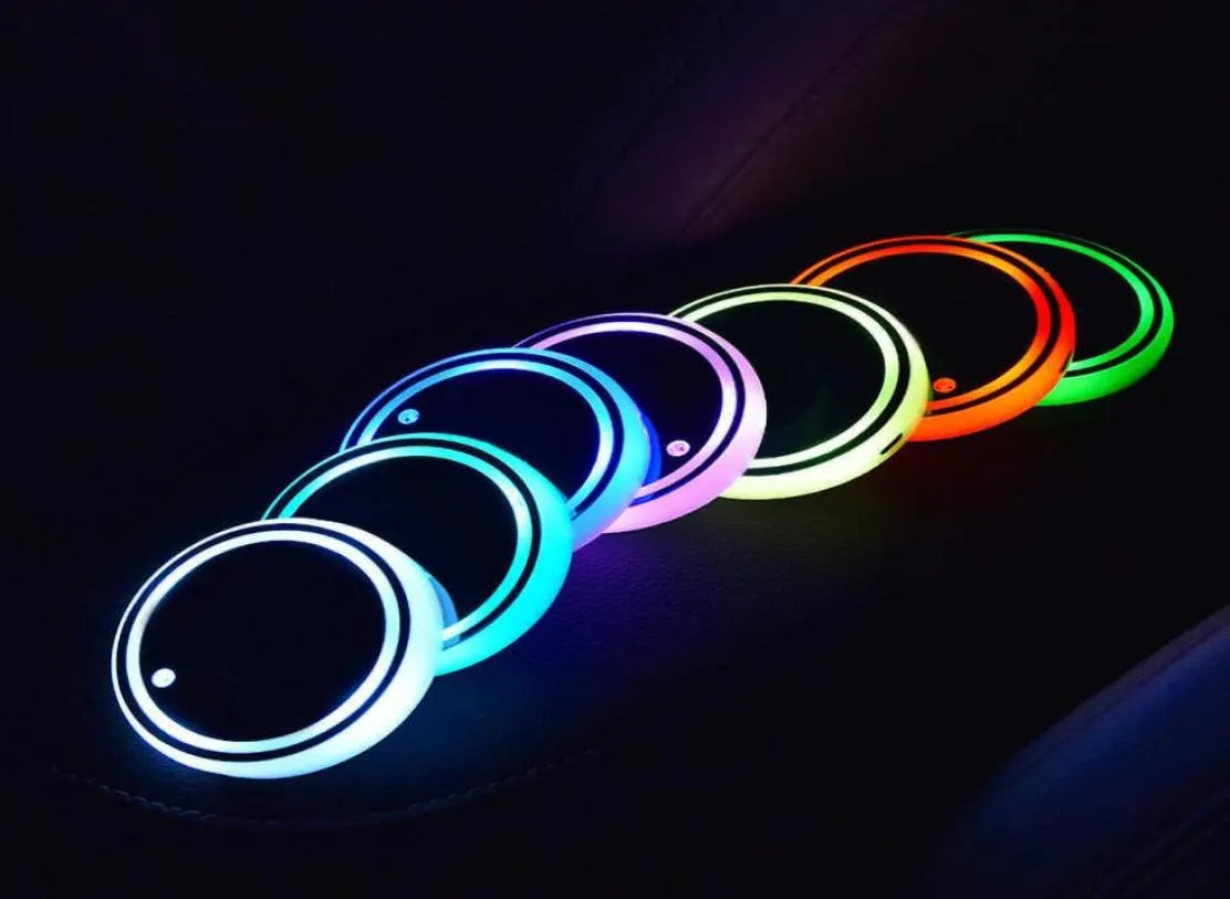 1Pc USB di Ricarica Per Auto LED Portabicchieri Fondo Acqua Zerbino RGB Luce Decor Copertura Luminosa Trim Lampada Ornamento Sottobicchiere Accessori5044771