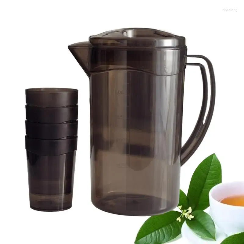 Hip Flasks Water Pitcher Large Beverage Cold With Lid And Cups Fridge Door For Teas Juices Home Kitchen Supply