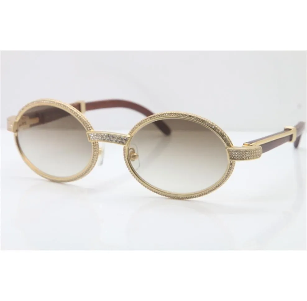 2020 Good Quality Glasses Wood Full Frame Diamond glasses 7550178 Round Vintage Unisex High end brand designer Glasses C Decoratio3412106