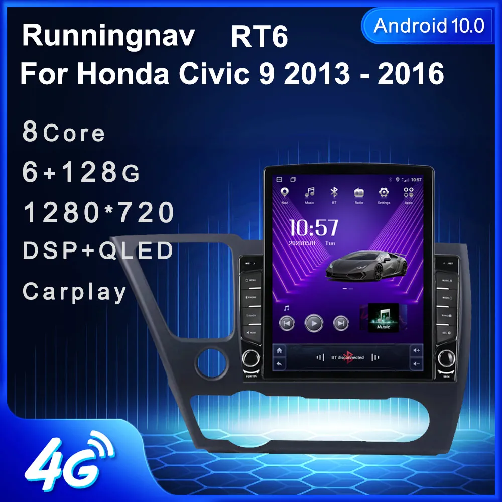 9.7 "Android الجديد لـ Honda Civic 9 2013-2016 Tesla Type Car DVD Radio Multimedia Player Player