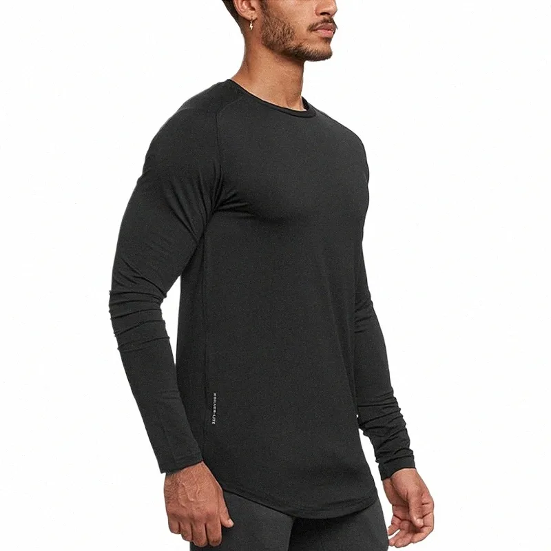 Gym Herren Sport LG Sleeve Compri T-Shirt Quick Dry Laufhemd Casual Top Bodybuilding Singlets Male Fitn Sweatshirt i09V #