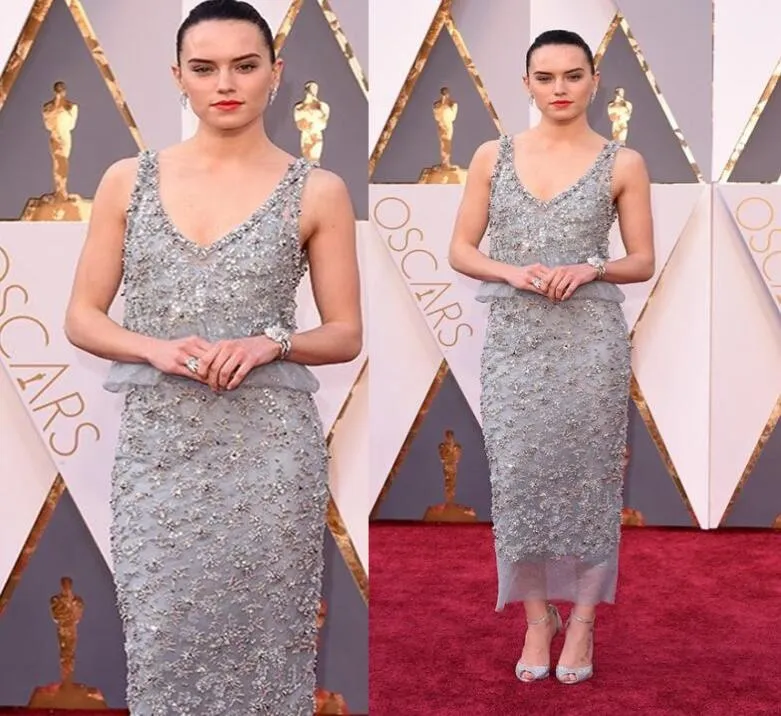 Luxury 88th Academy Awards Oscars Celebrity Dresses Crystal Beading Sheath Formal Evening Dress Tea Length Formal Prom Dress4615365