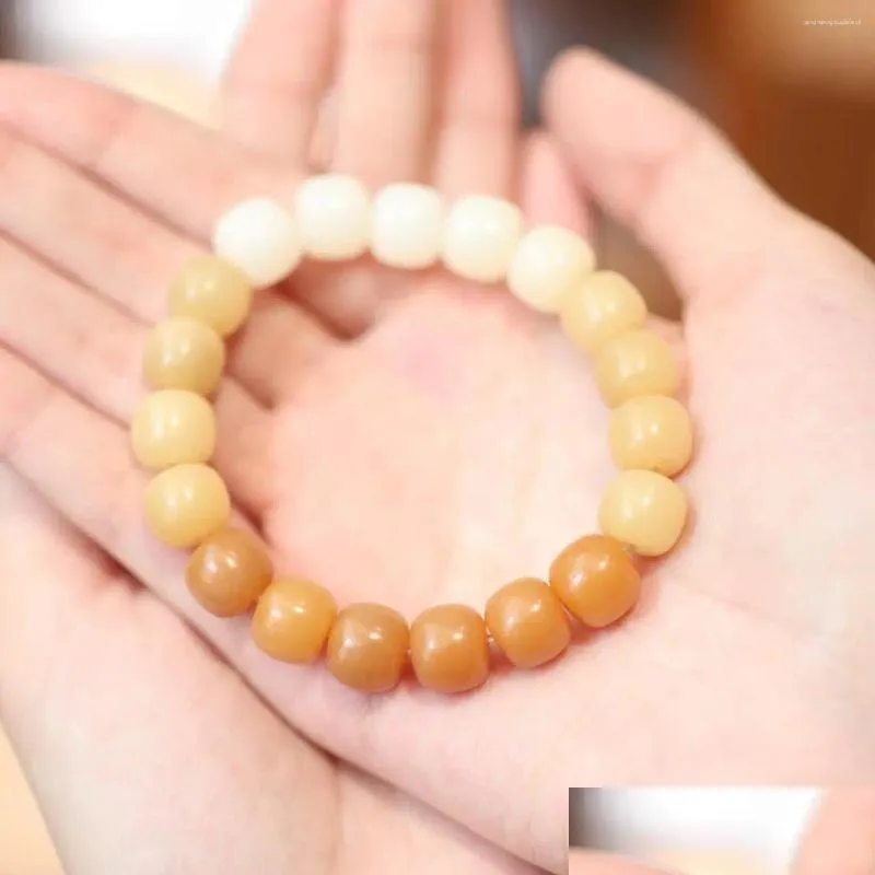 Charm Bracelets Gradual Bodhi Root Hand String Wrap Fingers Soft Holding White Jade Twisting Zi Drop Delivery Jewelry Otm5S