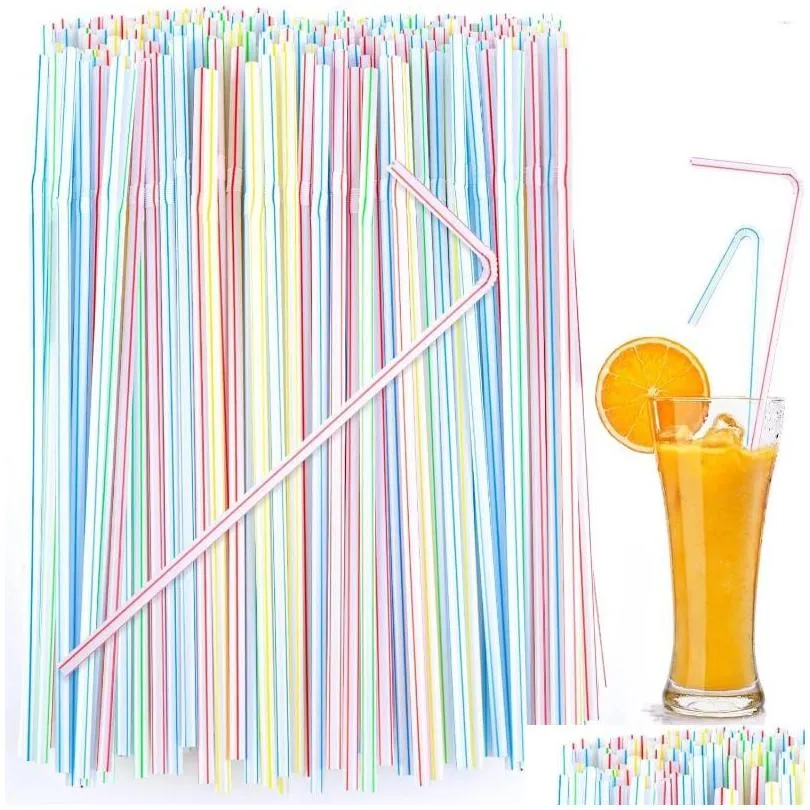 Disposable Cups Straws Sts Mticolor Flexible Drinking St Plastic Curved Bendable Drink Tube Reusable Party Accessories Drop Delivery H Otp2F