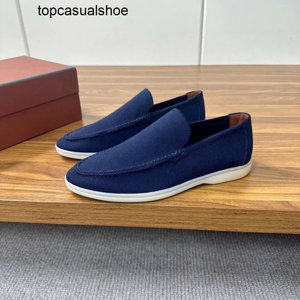 Loro piano lp lorospianasl chaussures de chaussures pour hommes en cuir authentique en cuir slip sur des chaussures de semelle douce décontractée de chaussures pour hommes