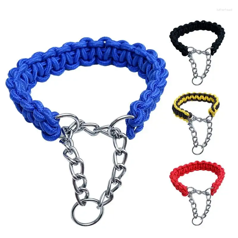 Hundehalsbänder, geflochtenes Seil, hochwertiges, gewebtes Nylon mit begrenztem Schlupf, Kettenhalsband für Hunde, verstellbar, groß