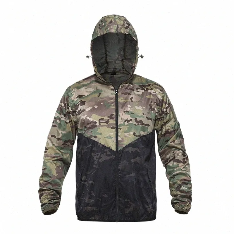 Vestes tactiques ultra légères pour hommes, camouflage, capuche, armée, combat, peau, été, séchage rapide, militaire, randonnée, vêtements de poisson, Y5f0 #