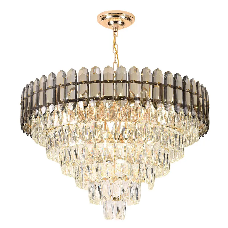 Samtida lyxig regndropp Crystal Chandelier Modern Pendant Hanging Lamp för vardagsrum sovrumsdekor