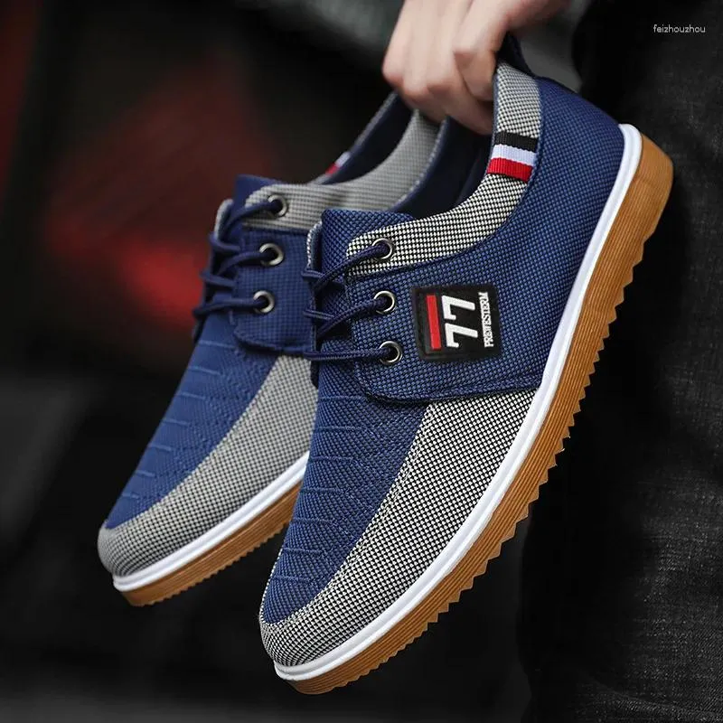 Casual Shoes Fashion Men's Canvas Lightweight Sports Summer Men Mesh Breathable Vulcanized Shoe Lace Up Man Sneakers Working