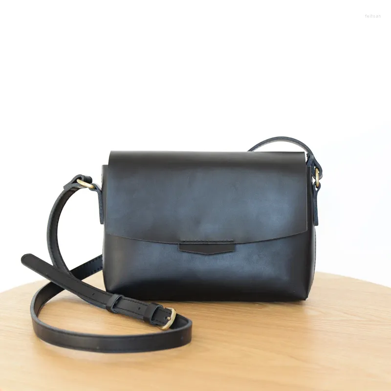 Axelväskor woonam handgjorda toppkorn äkta kalvläder klassisk liten klaff satchel cross-body väska wb573