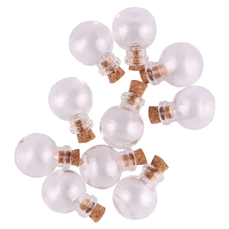 Burkar 50st Transparent Ball Glass Bottle Burs Inals Wishing Bottle Söta konstflaskor med korkstoppare DIY Craft Gift