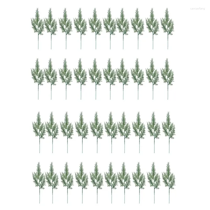 Decorative Flowers 40PCS Artificial Green Cypress Tree Leaf Pine Needle Leaves Branch Christmas Wedding Home Office El Decoration B