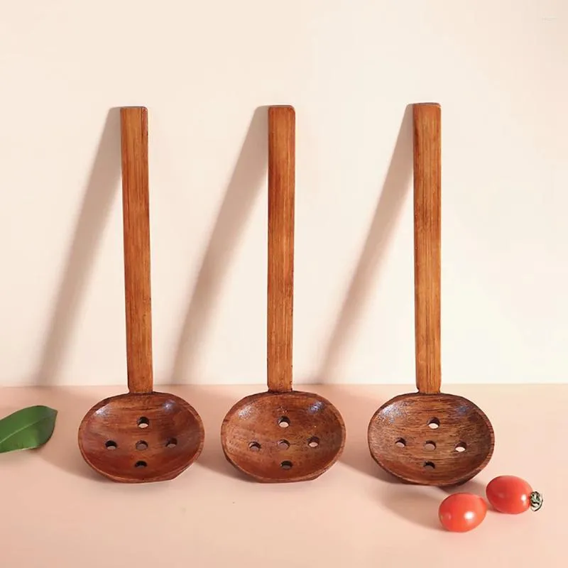 Skedar japansk stil långhandtag av träsked ramen potten durger redskap soppa bordsredskap kök redskap