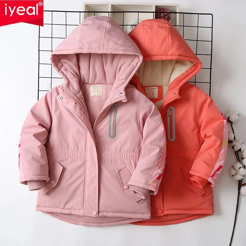 Jacken IYEAL Kinder Mädchen Winter Baby Winddicht Warme Mit Kapuze Baumwolle Gepolsterte Jacke Mit Plüsch Verdicken Oberbekleidung