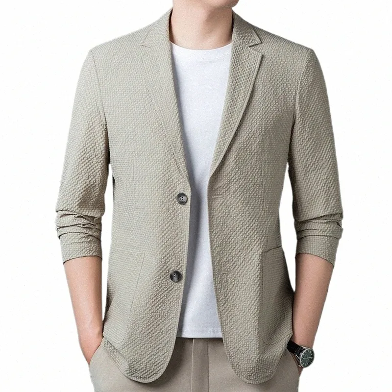 2024 Spring New Fi Casual Solid Color One Suit Ubrania Korean Versi Wszechstronny garnitur dla w średnim wieku i młodych mężczyzn o G3KG#