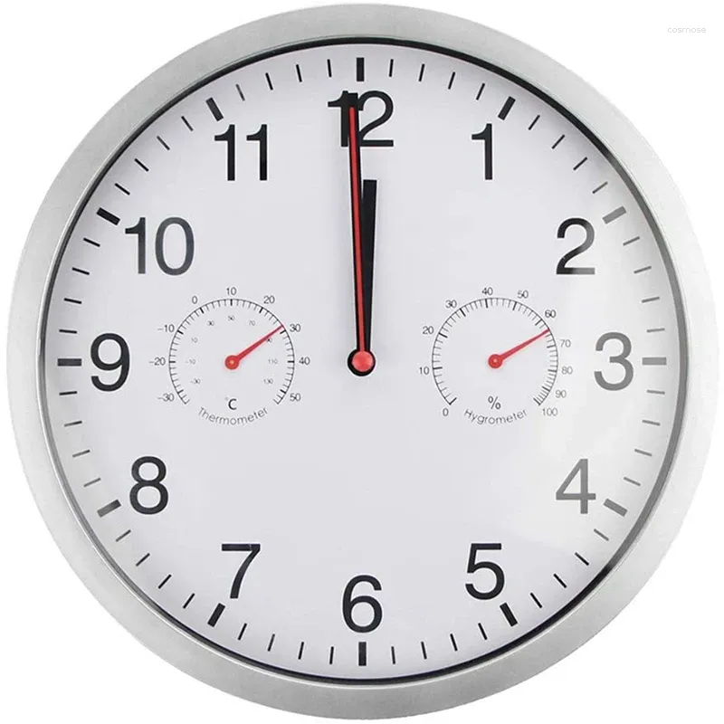 Настенные часы YO-Metal, бесшумные кварцевые часы, гигрометр с тихим механизмом (случайный черный и белый)