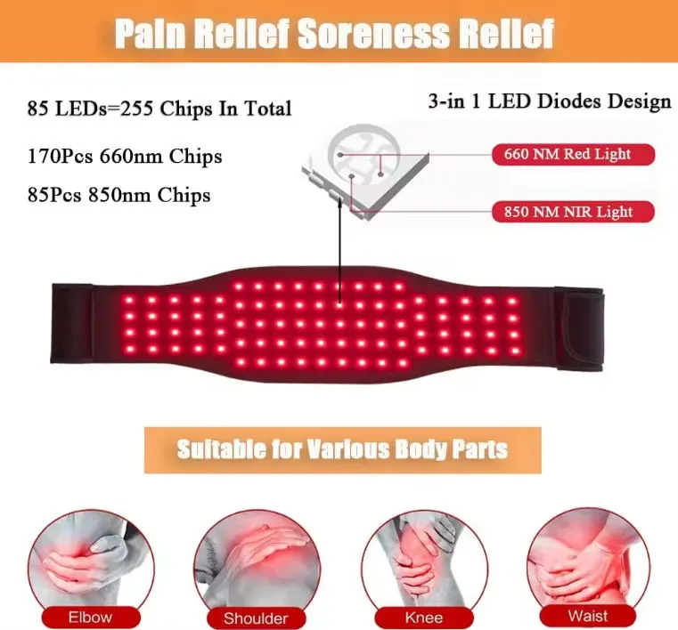 courroie de luminothérapie LED PDT pour soulagement de la douleur