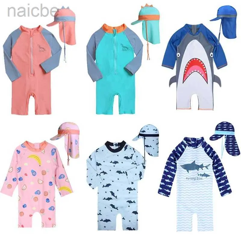 Une pièce bébé garçons maillot de bain manches longues une pièce maillots de bain pour enfants enfant en bas âge dessin animé UPF50 + Rash Guards infantile maillot de bain corée ensembles 24327