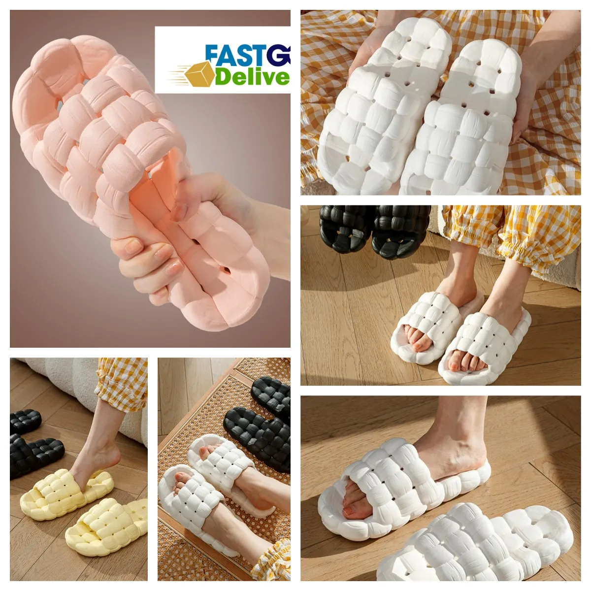 Home Slippers Chaussures gai glissades de chambre douches chambre à coucher de chambre à coucher chaleur moelleuse salon doux porte cotons pantoufles ventilates femme homme noir blanc