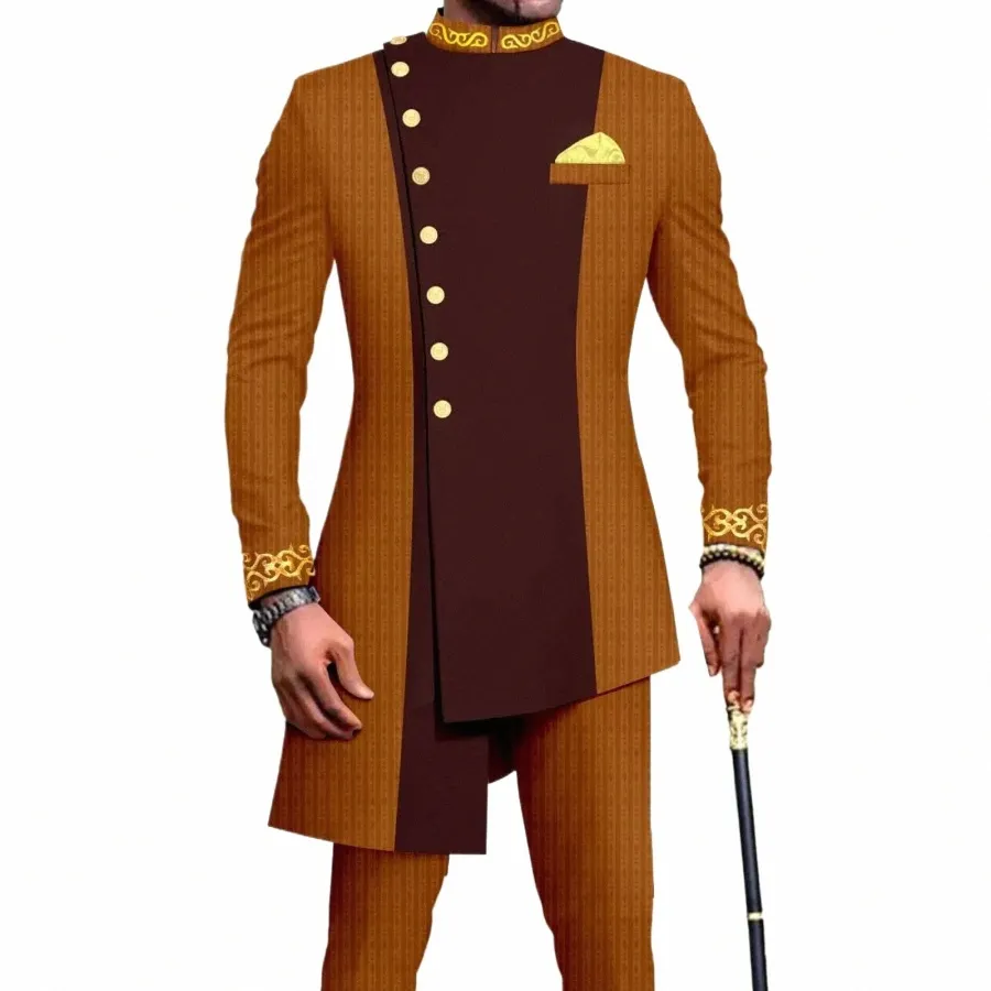 Nouveau décontracté Fi vente chaude imprimé costume pour hommes mince deux pièces ensemble Trajes Elegante Para Hombres Terno Masculinos Completo v80h #