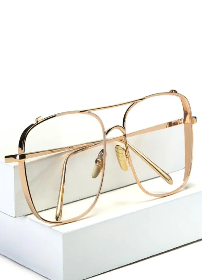 Whole style luxury sunglasses for men square clear lens glasses rim full frame oversized vintage gold silver metal sunglasses9266586